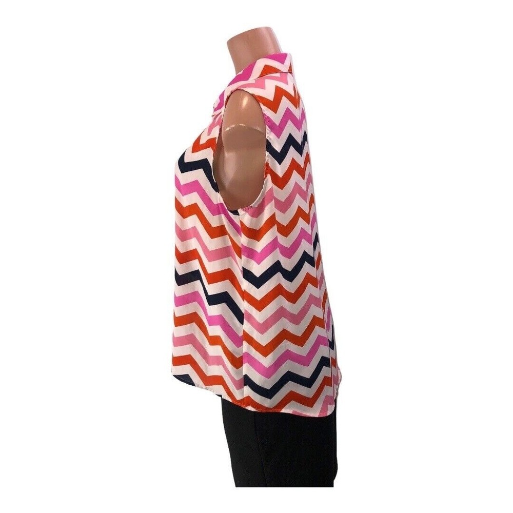 New Direction Size XL tunic blouse flowy Pink/white floral sleeveless v … - Picture 9 of 12